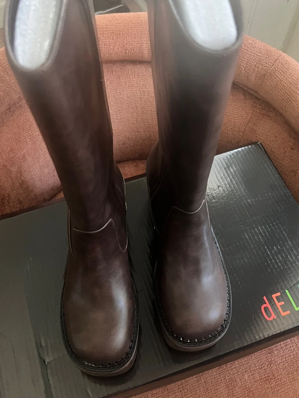 Women’s Brown Platform Knee-High Boots - Picture 5 of 7